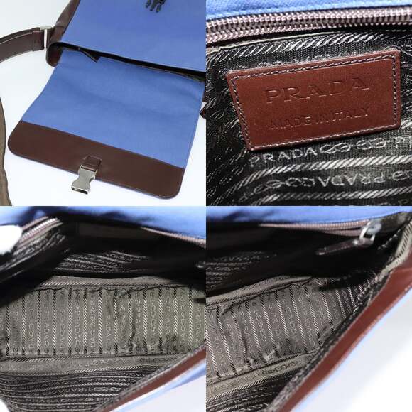 PRADA Shoulder Bag Canvas Blue Silver - Picture 11 of 12